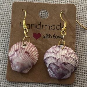 Handmade Seashell Earrings with freshwater pearls 44